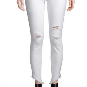 Joe's jeans Nadeen white distressed skinny ankle.